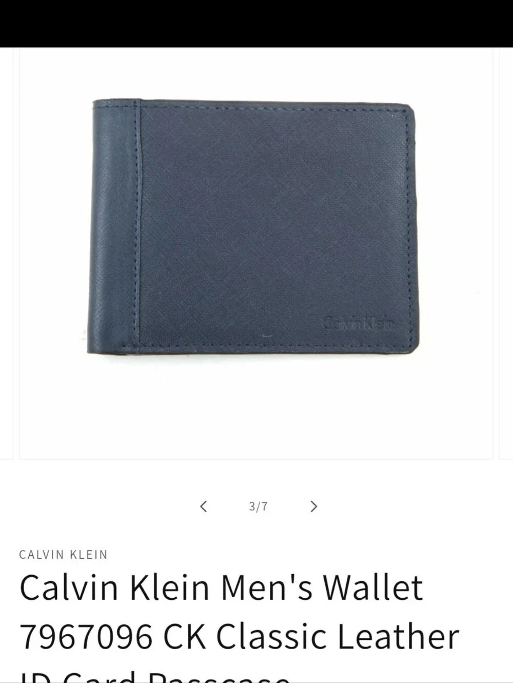 NWT Calvin Klein Dark Blue Leather Wallet with Embossed Logo